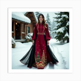 Russian Girl In Winter Art Print