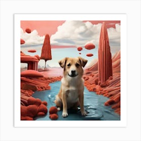 Dog In The Desert Art Print