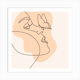 Woman'S Face With A Butterfly Art Print