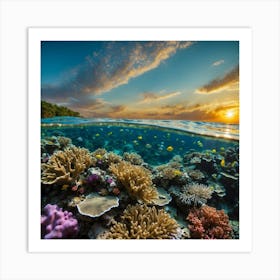 Default Want A Picture Of The Coral Reef At Sunset 1 Art Print