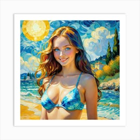 Girl On The Beach thn Art Print