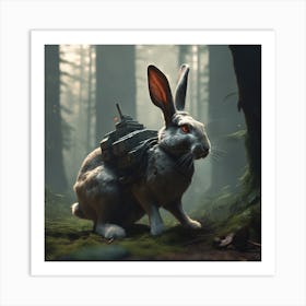 Bunny In Forest Sharp Focus Emitting Diodes Smoke Artillery Sparks Racks System Unit Motherb Art Print