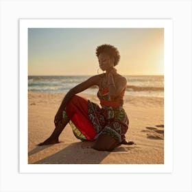 African Woman On The Beach 1 Art Print