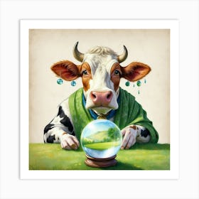 Cow With A Crystal Ball 1 Art Print