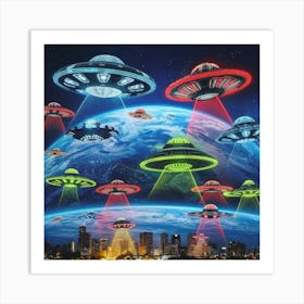 Alien Ufos In Space Art Print