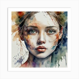 Watercolor Of A Girl 33 Art Print