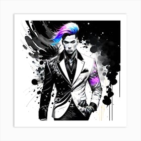 Man With Rainbow Hair Art Print