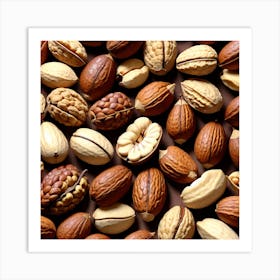 Many Nuts On A Brown Background 2 Art Print