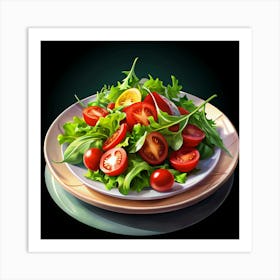 Fresh Salad With Tomatoes And Lettuce Art Print