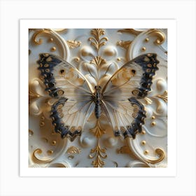 Butterfly On A Wall Art Print