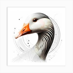 Wild Goose Head - Abstract Line Art Illustration 248 Art Print