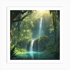 Waterfall In The Jungle Art Print