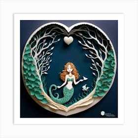 Mermaid In A Heart 1 Art Print