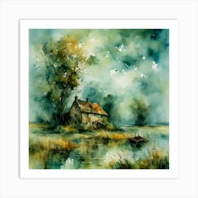 the cottage by the millpond Art Print