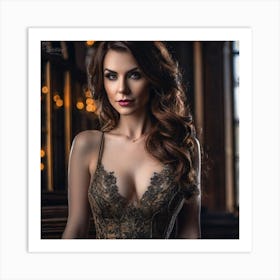 Brunette Beauty Art Print