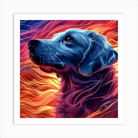 Blue Retriever Painting Art Print