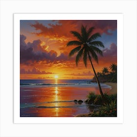 Sunset At The Beach 11 Art Print