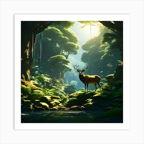 Deer In The Forest 3 Art Print