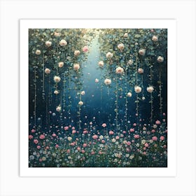 Roses In The Sky Falling Flowers Art Print