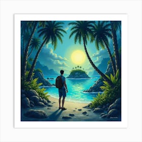 Man Looking At The Ocean Art Print