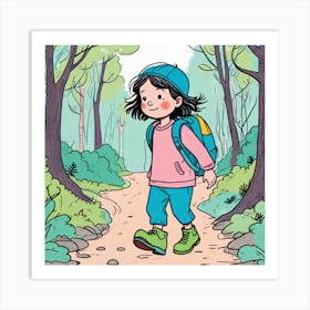 Girl In The Woods Art Print