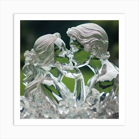 Kissing Couple In Ice Sculpture Art Print