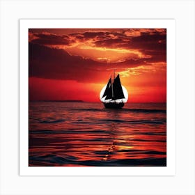 Sailboat At Sunset 4 Art Print