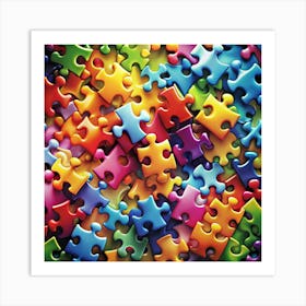 Colorful Puzzle Pieces 1 Art Print