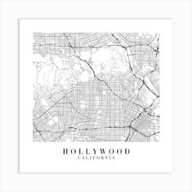 Hollywood California Street Map Minimal Square Art Print