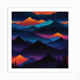 Abstract Mountain Landscape Art Print