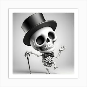 Skeleton In Top Hat 12 Art Print