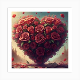 Image Fx Valentines Heart Made Out Of Roses Intricate (1) Art Print