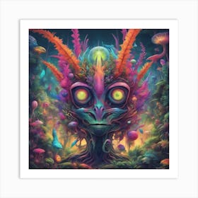 Imagination, Trippy, Synesthesia, Ultraneonenergypunk, Unique Alien Creatures With Faces That Looks (11) Art Print