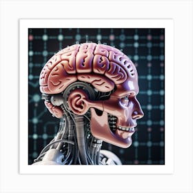 Human Brain With Artificial Intelligence 4 Art Print