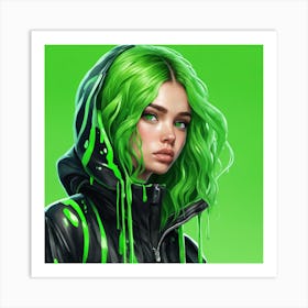 Girl With Green slime Hair Art Print