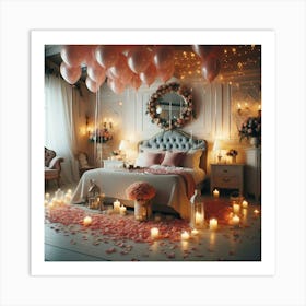 Romantic Bedroom with Candles Art Print