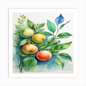 Leonardo Diffusion Xl Watercolor Bluegreen Nature F Ruit 2 (1) Art Print