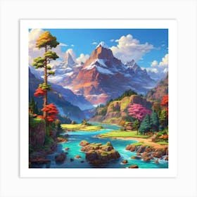 Mountain Landscape Painting Art Print