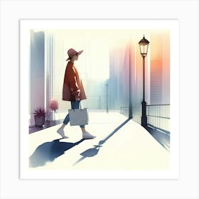 Woman Walking In The City Art Print