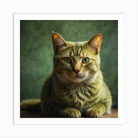 Portrait Of Green Cat Art Print