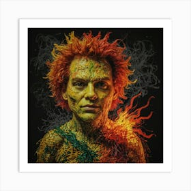 Man With A Face Full Of Fire Art Print