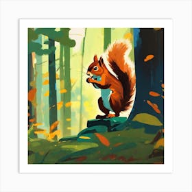 Squirrel In The Forest 158 Art Print