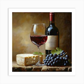 Wine And Cheese Art 2 Art Print