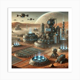 An Advanced Terraforming Technology Scene For The Martian Dominion Art Print