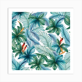 Tropical Leaves Seamless Pattern 1 Art Print