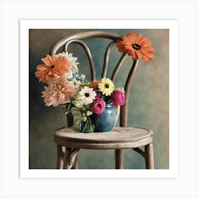 Flowers On A Chair Art Print 1 Art Print