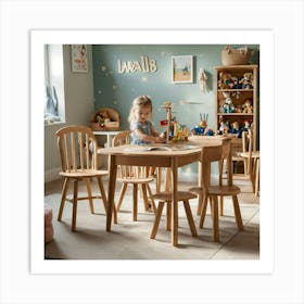 Kids Wood Store Style Wooden Windsor Kids Chairs Art Print