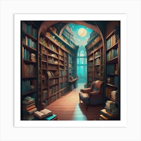 Bookshelf Wonderland Art Print