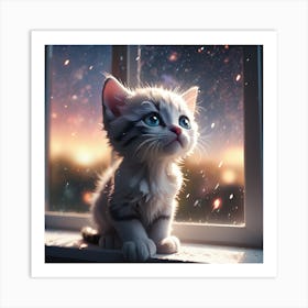 Kitten In The Window Art Print