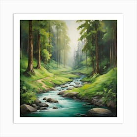 Stream In The Forest 2 Art Print